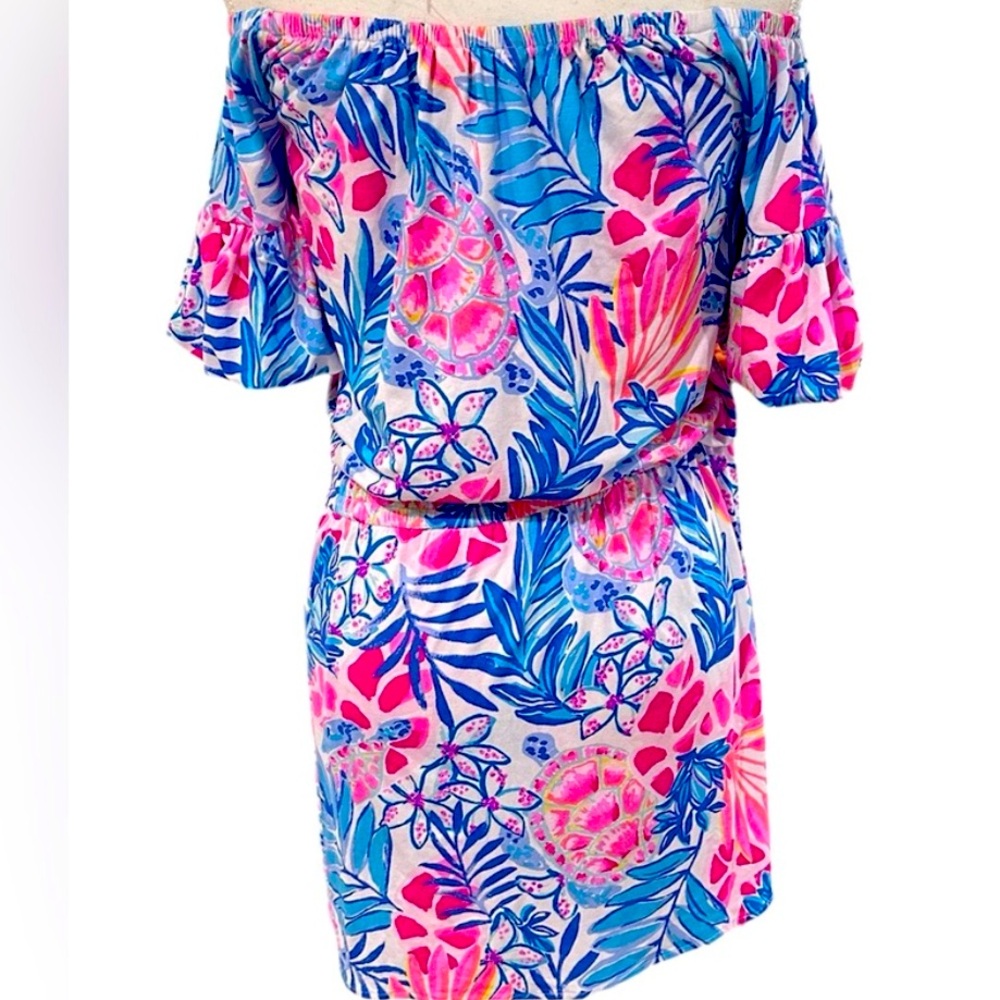 Lilly Pulitzer Samia Off-The-Shoulder Romper Rainforest Retreat Tropical XS